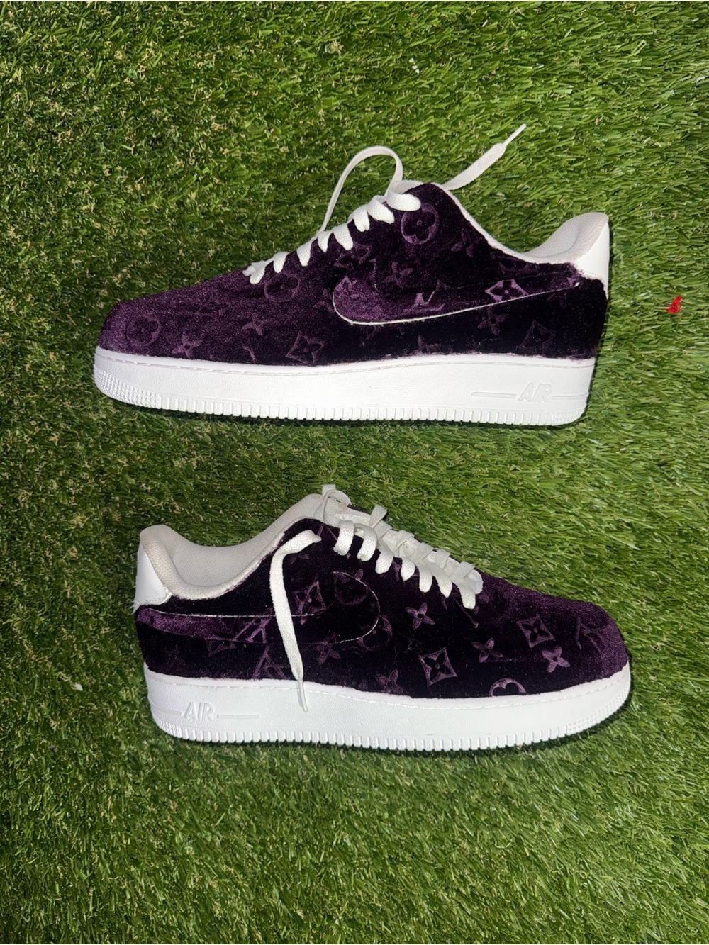 Purple Velvet Low-Top Sneakers with White Sole